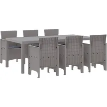vidaXL Garten Essgruppe 7 pcs Hellgrau Polt Rattan - Hellgrau