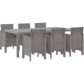 vidaXL Garten Essgruppe 7 pcs Hellgrau Polt Rattan - Hellgrau