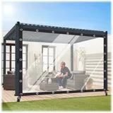 Outdoor wasserdichte Seitenwände Vorhänge Transparent Pergola Pavillon PVC Plane Seitenteile mit Ösen, für Garten Terrasse Veranda(2.5x4m(8.2x13.12ft))