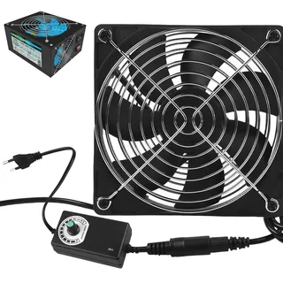 PC Lüfter, 120mm Lüfter mit Geschwindigkeitskontrolle, AC 220V PC Bürstenlos Kühlung für Laptop, 120 mm Gehäuselüfter optimiert für statischen Druck (Schwarz)