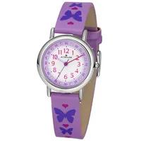 Atrium A47-18 Schmetterling Uhr Mädchen Kinderuhr Lederarmband lila