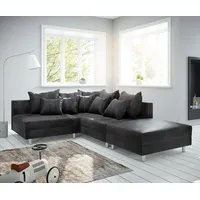 DeLife Ecksofa Modular Hocker Ottomane Rechts - Grau/Schwarz