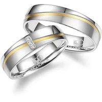 Partnerring MARRYA "Edelstahl Ringe Trauringe Eheringe Partnerringe" Fingerringe Gr. 60, Edelstahl, silberfarben (damen ring - silber gold) Damen