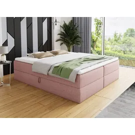 Sofnet Boxspringbett Base mit 2 Bettkästen - Doppelbett mit Bonell-Matratze und Topper, Polsterbett, Freistehendes Bett (Pink (Inari 52), 140 x 200 cm)