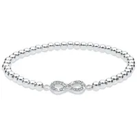 Elli Infinity Armband Weiß 925 Sterling Silber mit Kristallen von Swarovski 18 cm