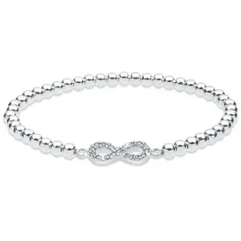 Elli Infinity Armband Weiß 925 Sterling Silber mit Kristallen von Swarovski 18 cm