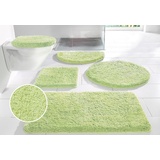 my home Badematte Sanremo, Badvorleger, Badezimmer Teppich, sehr weich, Höhe 30 mm, rutschhemmend beschichtet, fußbodenheizungsgeeignet, schnell trocknend, Polyester, rund, Badteppich, unifarben, rechteckig, rund & als 3-tlg. Set erhältlich grün rund | Ø 100 cm x 30 mm