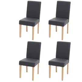 MCW 4er-Set Esszimmerstuhl Stuhl Küchenstuhl Littau ~ Kunstleder, grau matt, helle Beine