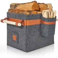 oakage Holzkorb für Kaminholz Filz mit Zündholzkorb Dunkelgrau