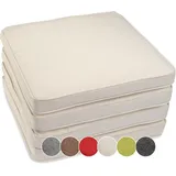 sunnypillow 4er Set Stuhlkissen wasserdicht UV-lichtecht 40 x 40 x 5cm | Polsterauflage Auflage für Stühle/Bänke | Sitzkissen Stuhlauflage für Haus und Garten | Indoor/Outdoor | Ecru