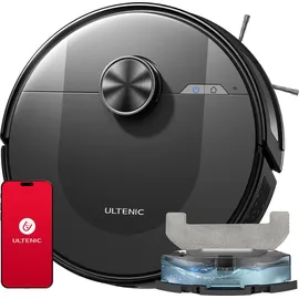 Ultenic Staubsaugerroboter mit Wischfunktion,150min Laufzeit,420W/5000pa,automatisches Aufladen,Sprachsteuerun ,LiDAR Lasernavigation,55db - Schwarz