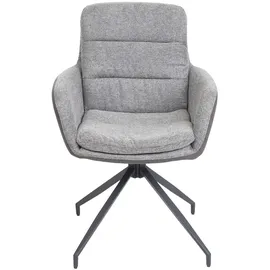 Mendler Esszimmerstuhl HWC-K32, Küchenstuhl Lehnstuhl Stuhl, drehbar Auto-Position, Stoff MVG ~ grau-dunkelgrau