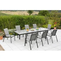 Merxx Amalfi Set 9-tlg. Ausziehtisch 300 x 110 cm grau