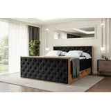 altdecor Boxspringbett mit Matratze und Lattenrost, Topper, Fußteil,Polsterbett mit Bettkasten, Bett mit Stauraum H3- und H4- Matratze, Doppelbett... - Schwarz