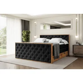 altdecor Boxspringbett mit Matratze und Lattenrost, Topper, Fußteil,Polsterbett mit Bettkasten, Bett mit Stauraum H3- und H4- Matratze, Doppelbett... - Schwarz