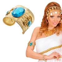 NET TOYS Bezaubernder Oberarmreif Göttin mit Edelstein - Gold-Türkis - Hinreißendes Damen-Kostüm-Zubehör Armspange Cleopatra - Ideal für Fasching & Karneval
