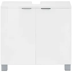 Waschbeckenunterschrank WELLTIME "Lage", weiß (weiß hochglanz), B:60cm H:55cm T:35cm, Schränke, Pflegeleichte Oberfläche, viel Stauraum, FSC-zertifiziert