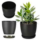 Kadax Blumentopf, Pflanzkübel Mit Untersetzer, Runder Blumenkübel Aus Kunststoff, Matte Topf Für Kak