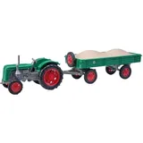 BUSCH 210110112 - Traktor Famulus mit Anhänger und Kiesladung Grün 1:87