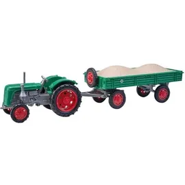 BUSCH 210110112 - Traktor Famulus mit Anhänger und Kiesladung Grün 1:87