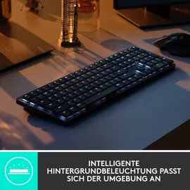 Logitech MX Mechanical Graphite, LEDs weiß, Kailh Choc V2 LOW PROFILE RED, Logi Bolt, USB/Bluetooth, DE (920-010749)