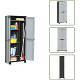 Kunststoffschrank 68x39x171,5 Cm - Aufbewahrungsbox - Garderobe - Werkzeugschrank - Plasticschrank - Grau