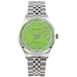 Bruno Söhnle -Turin Automatik Herrenuhr Silber Limettengrün Datum Saphirglas 40mm- 17-12230-440