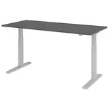 HAMMERBACHER XMKA19 elektrisch höhenverstellbarer Schreibtisch grafit rechteckig, C-Fuß-Gestell silber 180,0 x 80,0 cm