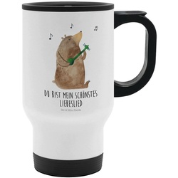 Mr. & Mrs. Panda Thermobecher Bär Lied – Weiß – Geschenk, Thermotasse, Kaffeebecher, Isolierbecher, Edelstahl weiß