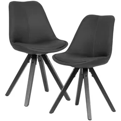 KADIMA DESIGN 2er Set Esszimmerstuhl Anthrazit mit schwarzen Beinen Stuhl Skandinavisch, Polsterstuhl mit Stoff-Bezug, Design Küchenstuhl