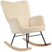 Homcom Schaukelstuhl, Schaukelsessel mit Kordoptik, Armlehne, Gepolsterter Sessel mit