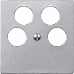 Merten System M Zentralplatte, Sat/TV/Radio, aluminium, matt, Befestigung mit Schraube, ohne Beschriftungsfeld