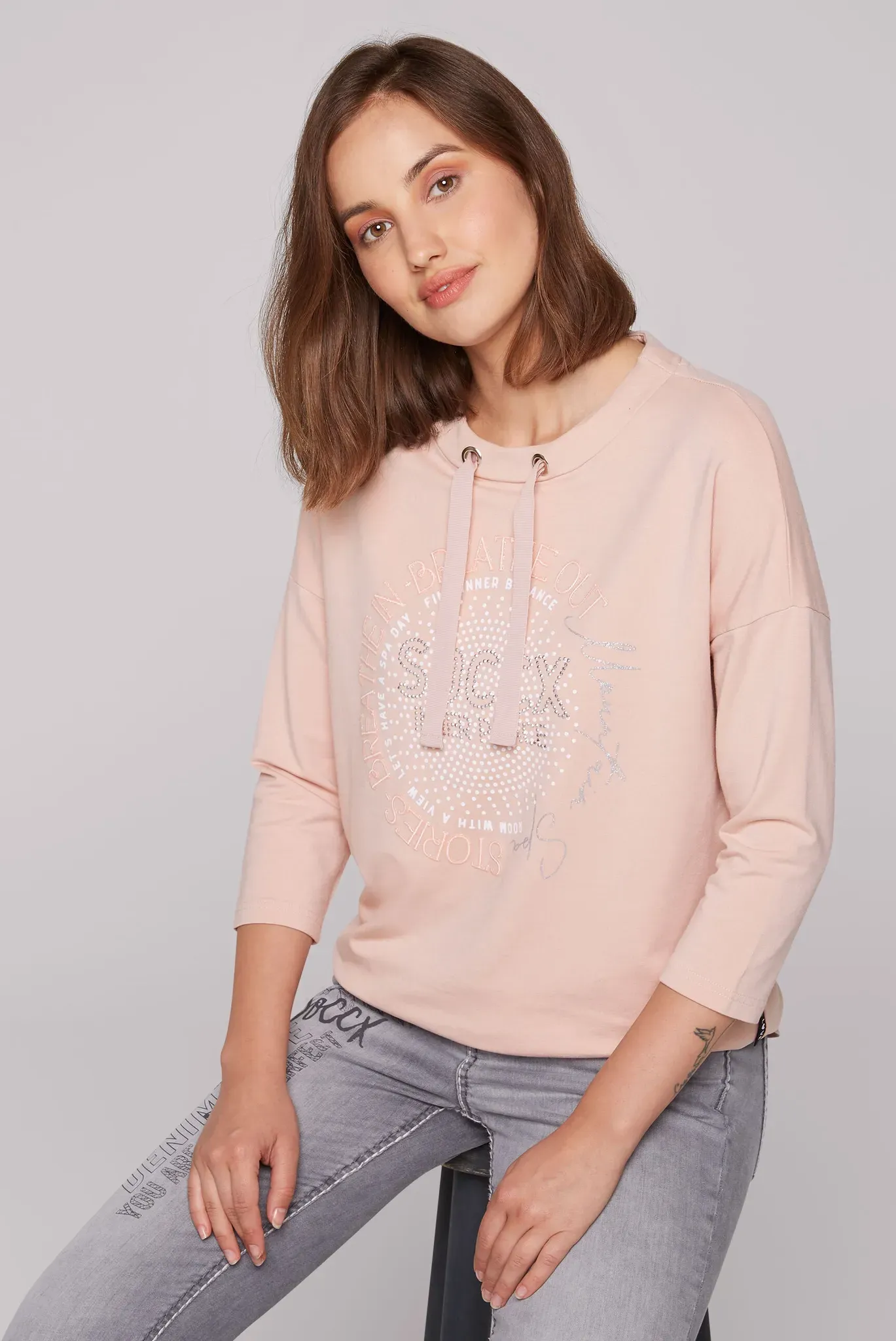 Sweater, mit Seitenschlitze, Gr. M, rose blush, , 30680169-M