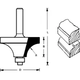 FAMAG Viertelstabfräser HM 19,1mm r=4mm m. Kugellager,Sh 8mm,GL 47,5mm, NL 9,5mm