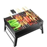 SMH LINE Holzkohlegrill BBQ Grill Picknickgrill Edelstahl Kleiner Grill Tragbare Camping Grill Abnehmbare Grillroste für Outdoor Garten Party (36x27x20cm)