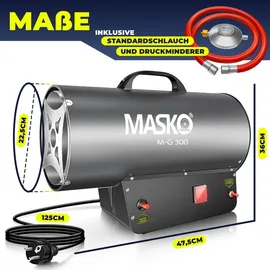 Masko MASKO® Gasheizgebläse Gasheizer Heizkanone Gasheizstrahler Bauheizer Gas Heizgerät heizstrahler Heißluftgenerator inkl. Gasschlauch & Druckminderer für handelsübliche Gasflaschen