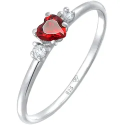 Elli Herz Zirkonia Rot Liebe 925 Silber vergoldet Ringe   Damen 