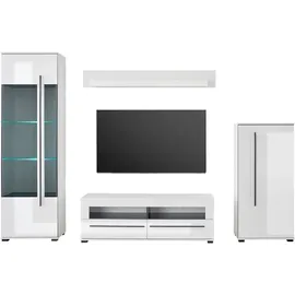Home Affaire Wohnwand HOME AFFAIRE "Cantara, moderne Anbauwand, Komplettset", weiß (weiß, weiß hochglanz), B:280cm, Kastenmöbel-Sets, Wohnwand, enthält Vitrine, Lowboard, Stauraumelement und Wandboard, 280 cm breit