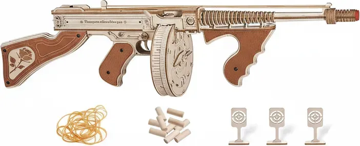 Robotime ROKR Maschinenpistole Holzmodell-Bausatz 3D-Puzzle, Deko, Bastelgeschenk für Erwachsene & Jugendliche, Lernspielzeug