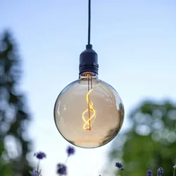 LED Leuchtkugel Hängeleuchte Glaskugel 12,5cm für Garten Außen orange