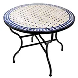 Marrakesch Orient & Mediterran Interior Gartentisch Mosaiktisch marokkanisch marrakesch Natur/ Blau, 100cm (2-St), Handarbeit blau 0 cm x 75 cm x 0 cm
