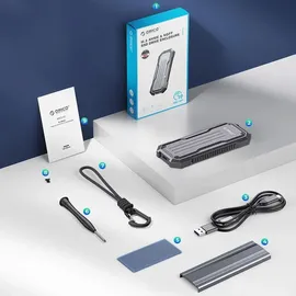 ORICO OXS2C3-G2 M.2 NVMe SATA Ssd USB-C 3.2 Tactical Verstärkter Taktischer Laufwerksschacht – Grau