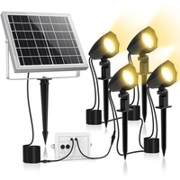 MEIHUA Solar Strahler 4 Stück Solar Gartenleuchte IP66 Wasserdichte, Solarlampen für außen mit Erdspieß, 3 Farbtemperatur einstellbar 2700K/4000K/6000K, für Gärten, Sträucher und Bäume