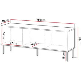 Mirjan24 Tv-Lowboard, Grün, Holzwerkstoff, Rechteckig, 150x55x40 cm, Wohnzimmer, Wohnwände, Lowboards, Lowboards stehend