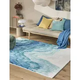 benuta pop Waschbarer Kurzflor Teppich Mara Blau 160x230 cm - Moderner Kurzflor-Teppich für Wohnzimmer