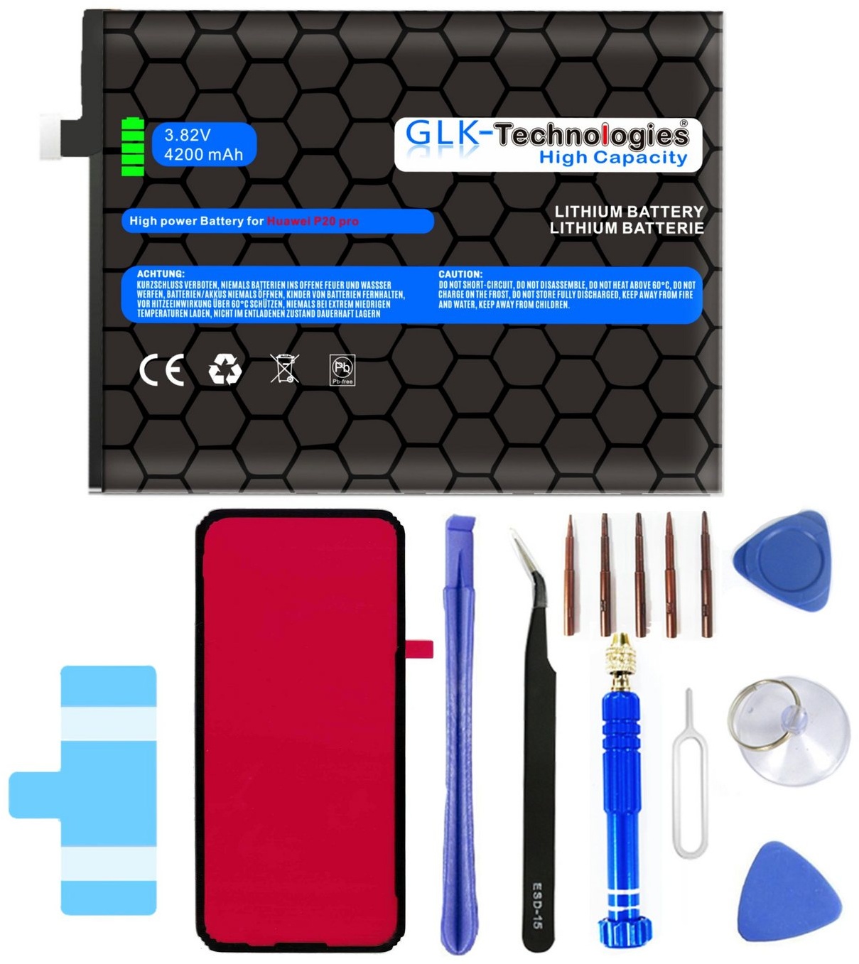 GLK-Technologies High Power Ersatz Akku für Huawei Mate 10 PRO Mate 10 P20 PRO inkl. Werkzeug Set Kit Smartphone-Akku 4200 mAh (3,8 V)