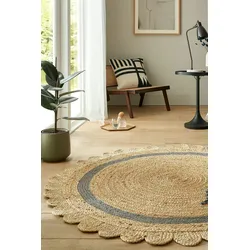 Einzigartiger Jute Teppich Grace, Handarbeit, von Kadima Design. Farbe: Braun-Grau, Größe: 160x160 cm