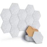 Akustikpaneele selbstklebend sechseckig 12St., JAMELO Akustikplatten aus Polyester zur Schalldämmung, 30 x 26 x 1 cm Schallabsorber Schallschutz für die Wand Decke Tür vom Studio Büro Grau