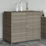 Myheimly Gartenschrank, Geräteschrank mit viel Stauraum, Beistellschrank Schrank mit Türen, Balkonschrank Terrassenschrank, Poly Rattan Gartenschrank Grau,83x45x76 cm