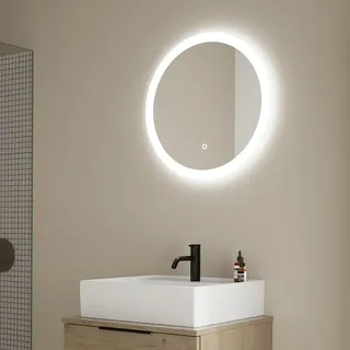 Burgbad Eqio Leuchtspiegel rund, mit LED-Beleuchtung, 1 Sensorschalter, 600x25x600mm, SIDM060PN258,